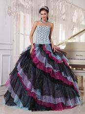 Diagonal Multi-color Layers Princess Wear Ebay Quinceanera Dress