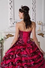 Strapless Fuchsia Ball Gown Floor-length Zebra Quinceanera Dress