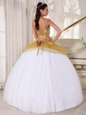 Spaghetti Straps White Skirt With Champagne Sequin 2014 Quinceanera Dress