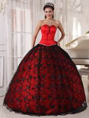 Sweetheart Basque Black Lace Quinceanera Dress For 2014 Girls Wear