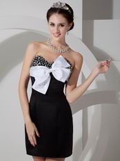 Black Mini-length Beaded Sexy Short Prom Dress With Bowknot