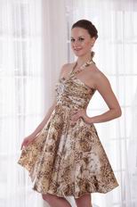 New Style Sexy Halter Leopard Printed Short Prom Dress For Girl