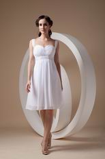 Beaded Other Side Zipper White Chiffon Short Prom Party Dress