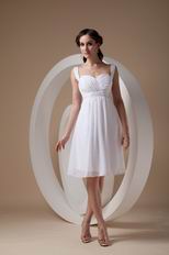 Beaded Other Side Zipper White Chiffon Short Prom Party Dress