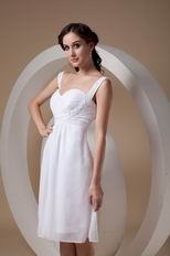 Beaded Other Side Zipper White Chiffon Short Prom Party Dress