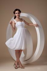 Beaded Other Side Zipper White Chiffon Short Prom Party Dress