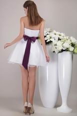 White Princess Strapless Belt Short Prom Dress For Girl