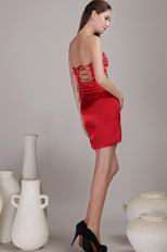Strapless Corset Back Dark Red Short Prom Party Dress Girls Wear