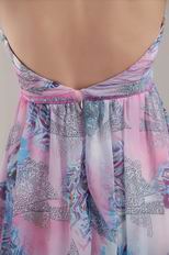Colorful Printed Chiffon Short Prom Dress With Halter Skirt