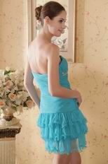 Sweetheart Ruffles Layers Teal Blue Skirt Short Prom Dress