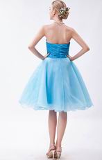 Lovely Strapless Light Blue Knee Length Short Prom Dress