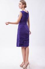 Pretty V-neck Column Eggplant Purple Chiffon Short Prom Dress