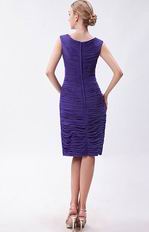 Pretty V-neck Column Eggplant Purple Chiffon Short Prom Dress