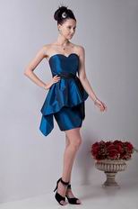 Affordable Peacock Blue Knee Length Short Prom Dress With Black Sash