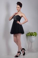 Noble Sweetheart A-line Black Short Prom Dress With Beading