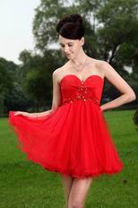 Custom Sweetheart Neckline Red Chiffon Short Dress To Prom Wear