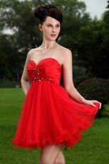 Custom Sweetheart Neckline Red Chiffon Short Dress To Prom Wear