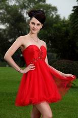 Custom Sweetheart Neckline Red Chiffon Short Dress To Prom Wear