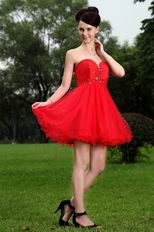 Custom Sweetheart Neckline Red Chiffon Short Dress To Prom Wear