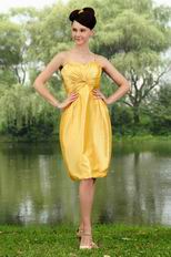 Pretty Spaghetti Straps Column Golden Yellow Taffeta Short Prom Dress