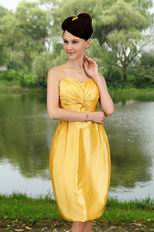 Pretty Spaghetti Straps Column Golden Yellow Taffeta Short Prom Dress