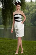 Cheap Strapless Crystal Bodice Column Ivory Short Prom Dress