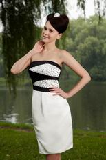 Cheap Strapless Crystal Bodice Column Ivory Short Prom Dress