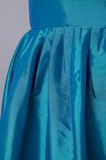 Halter A-line Knee Length Teal Blue Taffeta Short Prom Dress Cheap