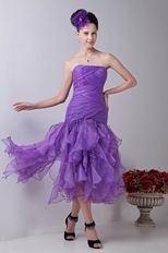 Cheap Sweetheart Blue Violet Tea Length Women Short Prom Dress