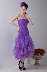Cheap Sweetheart Blue Violet Tea Length Women Short Prom Dress