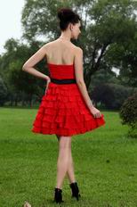 Cute A-line Cascade Skirt Wine Red Chiffon Short Dress To Prom Party