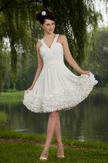 Discount V-Neck Ruffled Short Prom Dress By Ivory Chiffon