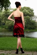 Affordable Column Wine Red Short Prom Formal Dress With Black Tulle