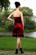 Affordable Column Wine Red Short Prom Formal Dress With Black Tulle