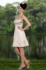 Discount Spaghetti Straps Mini Skirt Champagne Short Prom Dress