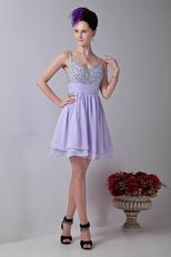 Discount Spaghetti Straps Coloured Diamond Lavender Short Prom Dress