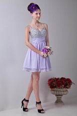 Discount Spaghetti Straps Coloured Diamond Lavender Short Prom Dress