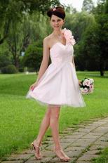 Inexpensive One Shoulder Baby Pink Short Prom Dress Under $100