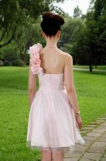 Inexpensive One Shoulder Baby Pink Short Prom Dress Under $100