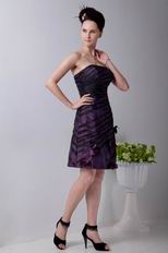 Pretty Strapless Aline Black Tulle Short Prom Party Dress With Flowers