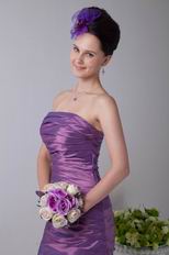 Simple Ruched Sheath Plum Taffeta Short Prom Dress Online