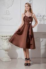 Classic Spaghetti Straps A-line Brown Short Prom Dress By Designer