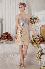 Sequin Fabric With Crystals Champagne Unique Dress To Prom Party