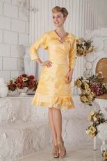 Inexpensive Sweetheart Neck Yellow Short Prom Dress With Jacket