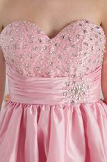 Sexy Sweetheart Short Pink Taffeta Prom Dress With Beading