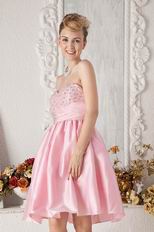 Sexy Sweetheart Short Pink Taffeta Prom Dress With Beading