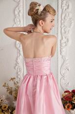 Sexy Sweetheart Short Pink Taffeta Prom Dress With Beading