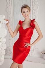 V-Neck Knee Length Scarlet Stain Short Prom Dress