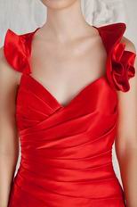 V-Neck Knee Length Scarlet Stain Short Prom Dress