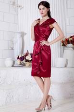 Super Hot V Neckline Wine Red Prom Dress With Ruffled Drap